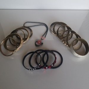 3 sets of bracelets bangles and necklace